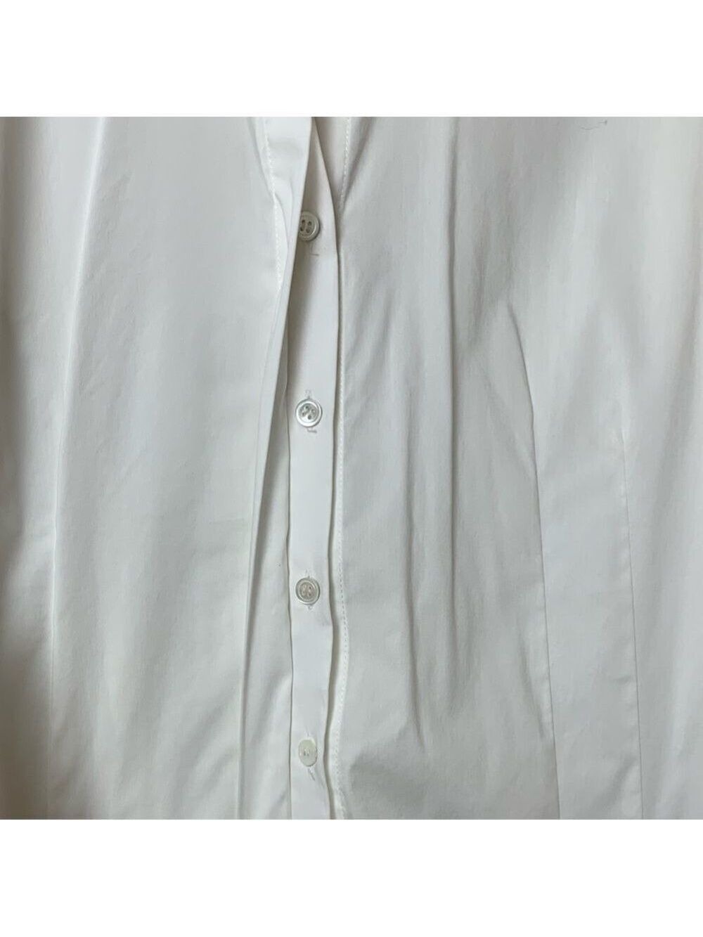 BCBG Maxazria White 3/4 Sleeve Button-Down with Ruffles Sleeves Size Large - Picture 5 of 9